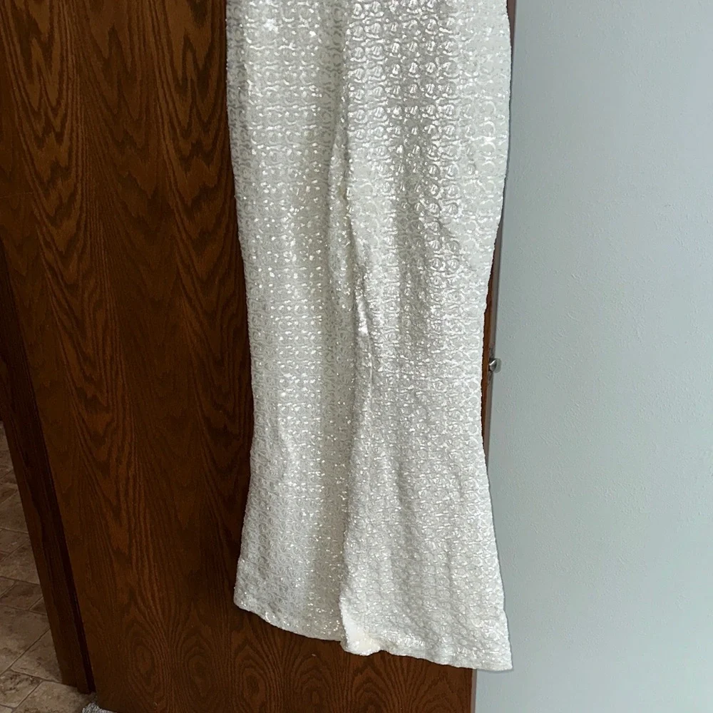 NADINE MERABI Ivory Sequin Strap jumpsuit - Picture 3 of 9